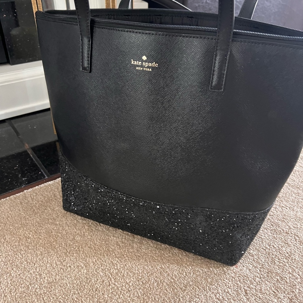 Kate Spade Black Glitter Tote Bag